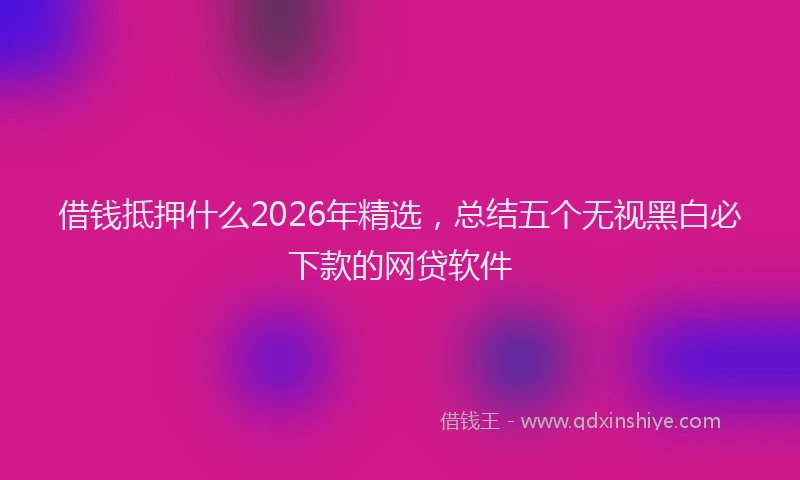 借钱抵押什么2026年精选,总结五个无视黑白必下款的网贷软件