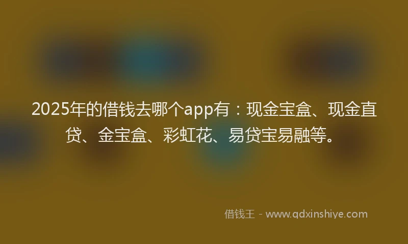 2025年的借钱去哪个app有：现金宝盒、现金直贷、金宝盒、彩虹花、易贷宝易融等。