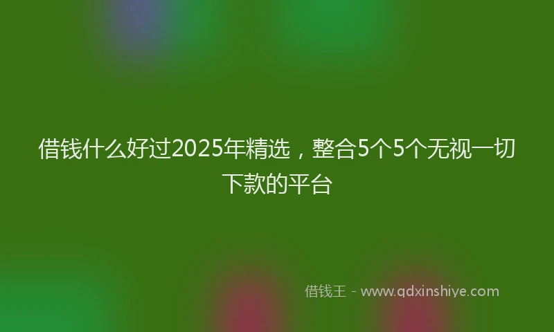借钱什么好过2025年精选，整合5个5个无视一切下款的平台