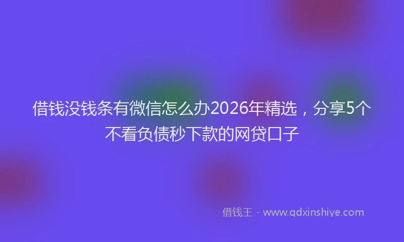 借钱没钱条有微信怎么办2026年精选，分享5个不看负债秒下款的网贷口子