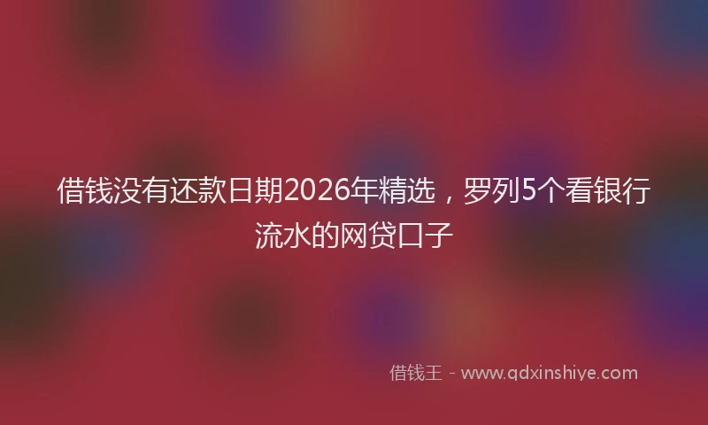 借钱没有还款日期2026年精选，罗列5个看银行流水的网贷口子
