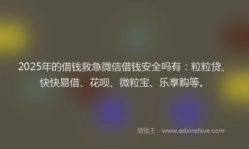 2025年的借钱救急微信借钱安全吗有：粒粒贷、快快易借、花呗、微粒宝、乐享购等。