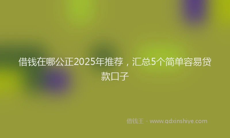 借钱在哪公正2025年推荐，汇总5个简单容易贷款口子