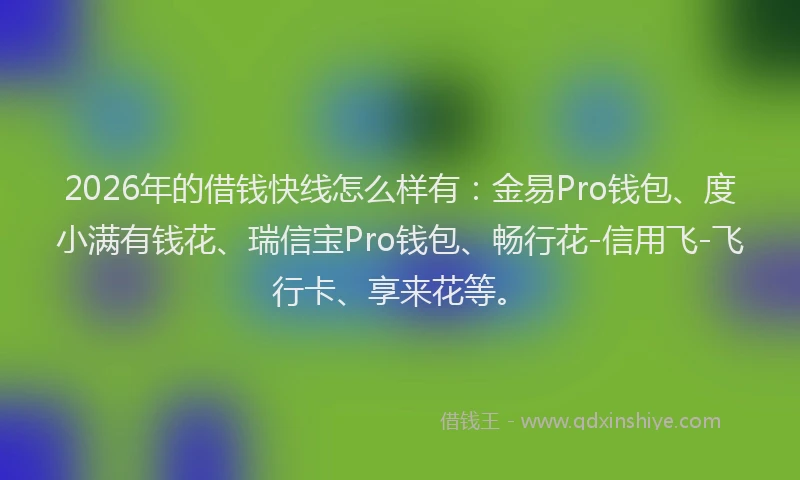 2026年的借钱快线怎么样有：金易Pro钱包、度小满有钱花、瑞信宝Pro钱包、畅行花-信用飞-飞行卡、享来花等。