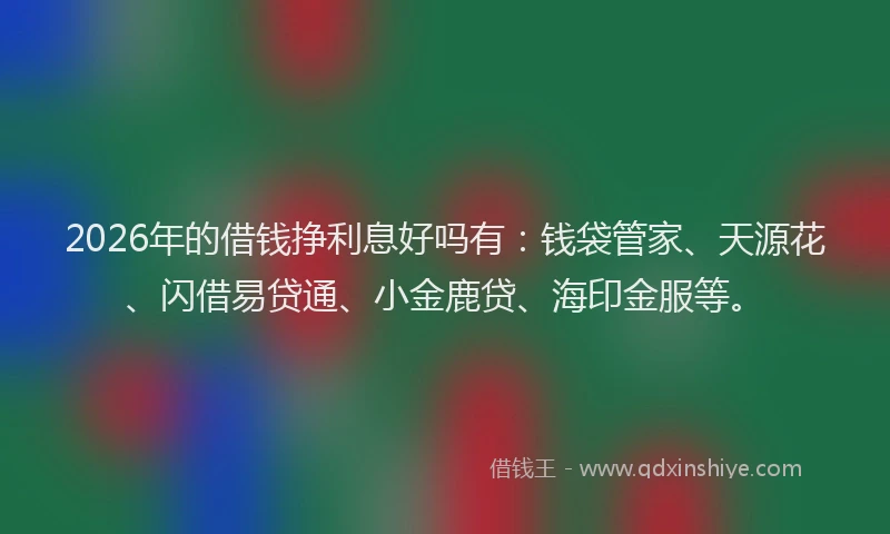 2026年的借钱挣利息好吗有：钱袋管家、天源花、闪借易贷通、小金鹿贷、海印金服等。