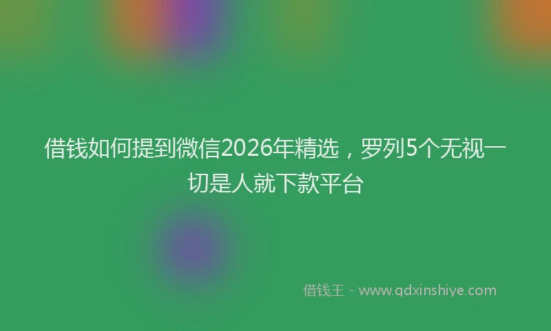 借钱如何提到微信2026年精选，罗列5个无视一切是人就下款平台