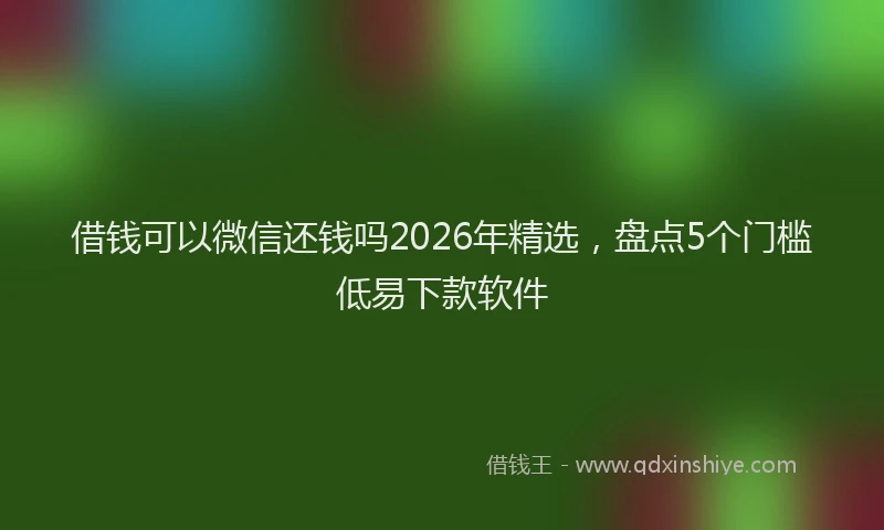 借钱可以微信还钱吗2026年精选，盘点5个门槛低易下款软件