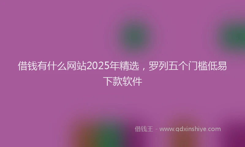 借钱有什么网站2025年精选,罗列五个门槛低易下款软件