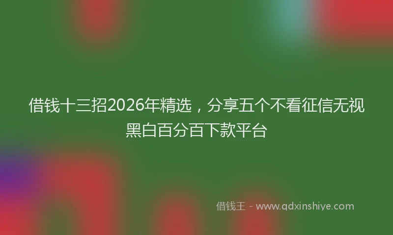 借钱十三招2026年精选,分享五个不看征信无视黑白百分百下款平台