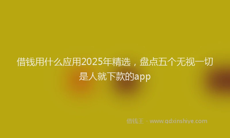 借钱用什么应用2025年精选,盘点五个无视一切是人就下款的app