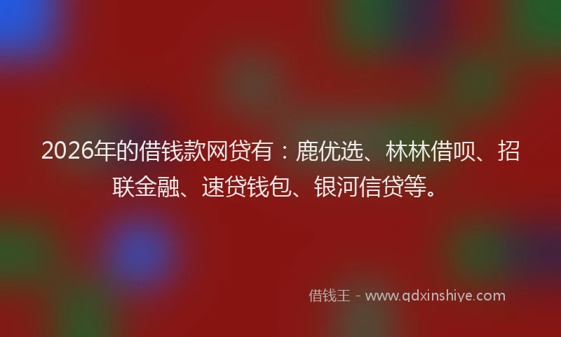 2026年的借钱款网贷有：鹿优选、林林借呗、招联金融、速贷钱包、银河信贷等。