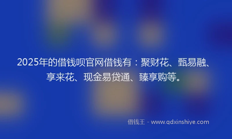 2025年的借钱呗官网借钱有：聚财花、甄易融、享来花、现金易贷通、臻享购等。