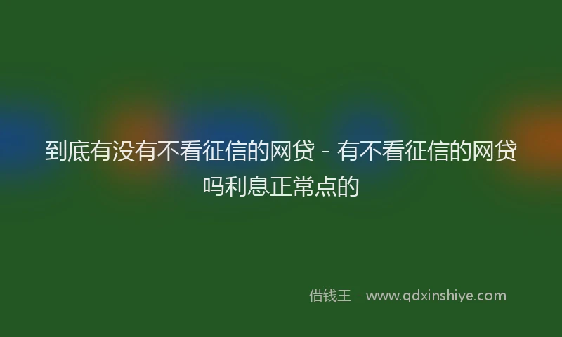 到底有没有不看征信的网贷 - 有不看征信的网贷吗利息正常点的