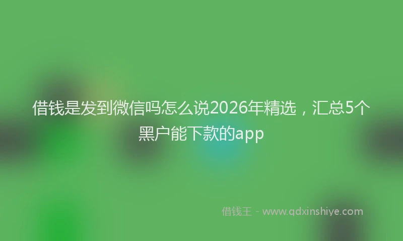 借钱是发到微信吗怎么说2026年精选，汇总5个黑户能下款的app