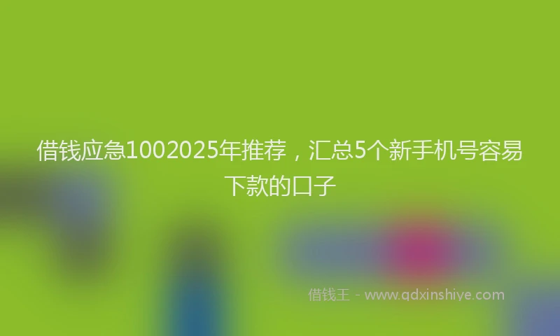 借钱应急1002025年推荐，汇总5个新手机号容易下款的口子