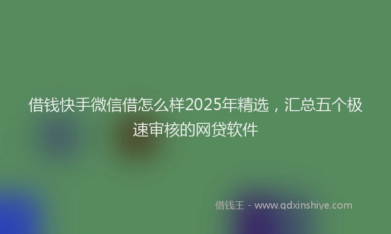 借钱快手微信借怎么样2025年精选，汇总五个极速审核的网贷软件