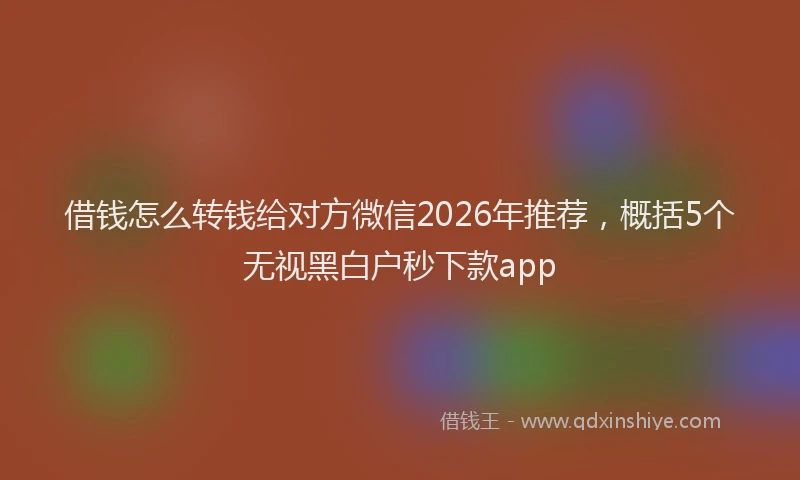 借钱怎么转钱给对方微信2026年推荐,概括5个无视黑白户秒下款app