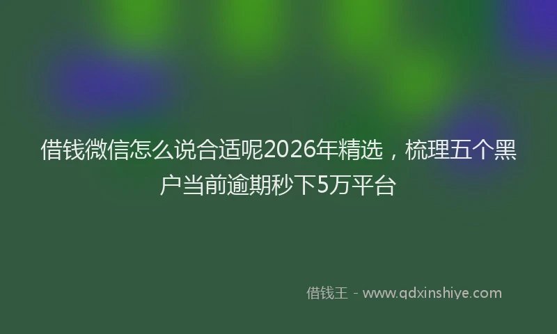借钱微信怎么说合适呢2026年精选,梳理五个黑户当前逾期秒下5万平台