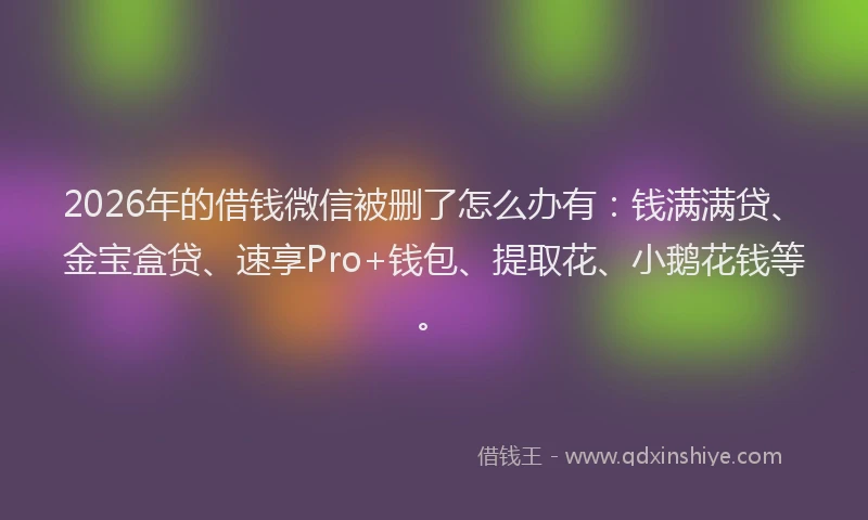 2026年的借钱微信被删了怎么办有：钱满满贷、金宝盒贷、速享Pro+钱包、提取花、小鹅花钱等。