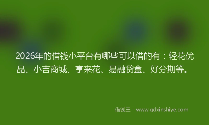 2026年的借钱小平台有哪些可以借的有：轻花优品、小吉商城、享来花、易融贷盒、好分期等。