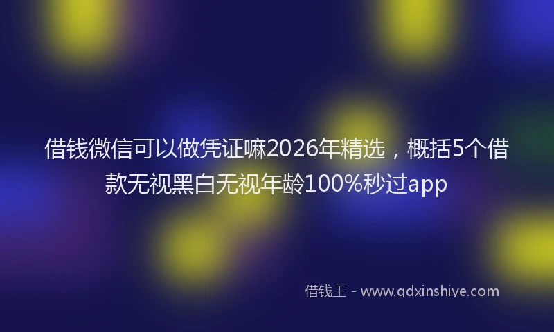 借钱微信可以做凭证嘛2026年精选,概括5个借款无视黑白无视年龄100%秒过app