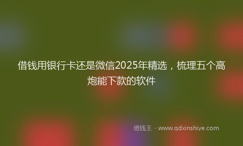 借钱用银行卡还是微信2025年精选，梳理五个高炮能下款的软件