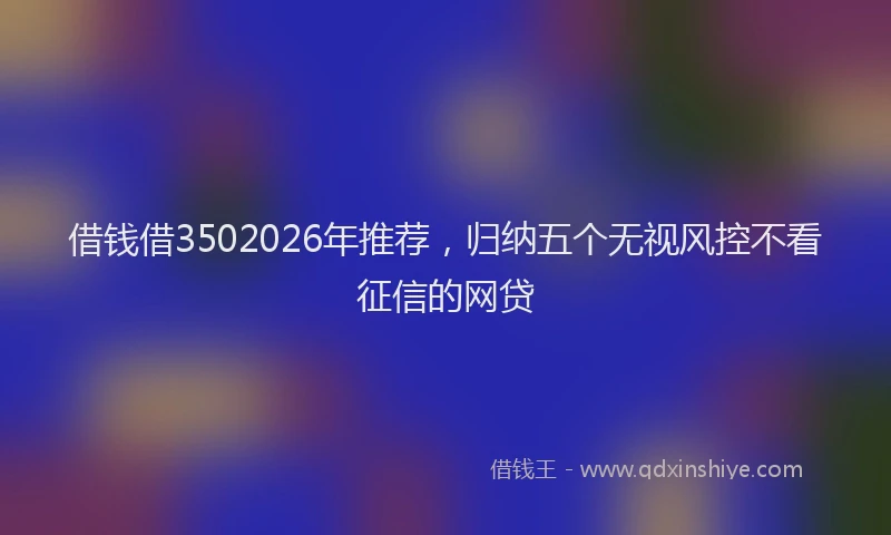 借钱借3502026年推荐，归纳五个无视风控不看征信的网贷