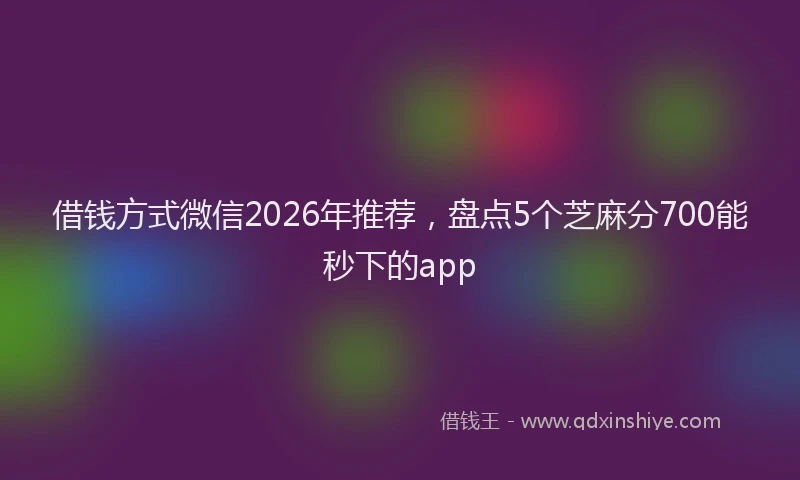 借钱方式微信2026年推荐,盘点5个芝麻分700能秒下的app