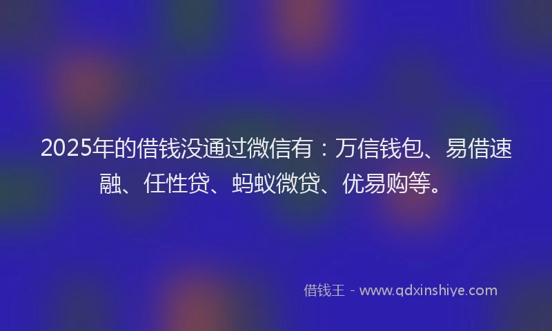 2025年的借钱没通过微信有：万信钱包、易借速融、任性贷、蚂蚁微贷、优易购等。
