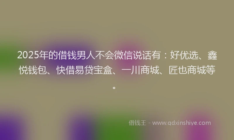2025年的借钱男人不会微信说话有：好优选、鑫悦钱包、快借易贷宝盒、一川商城、匠也商城等。