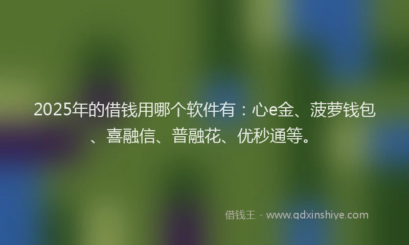 2025年的借钱用哪个软件有：心e金、菠萝钱包、喜融信、普融花、优秒通等。