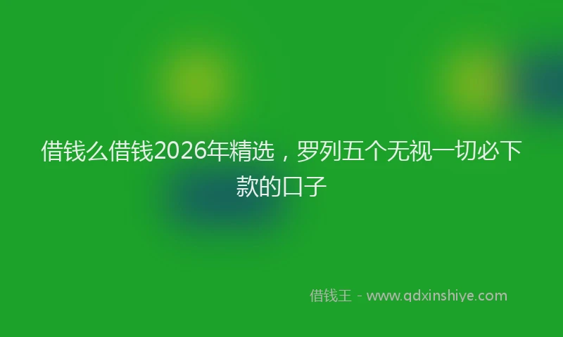 借钱么借钱2026年精选，罗列五个无视一切必下款的口子