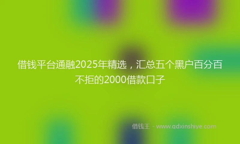 借钱平台通融2025年精选,汇总五个黑户百分百不拒的2000借款口子