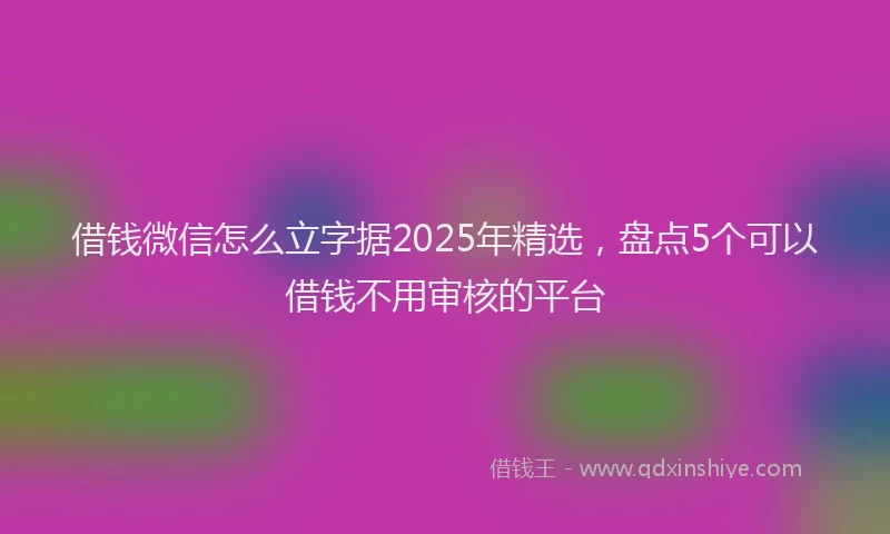 借钱微信怎么立字据2025年精选,盘点5个可以借钱不用审核的平台