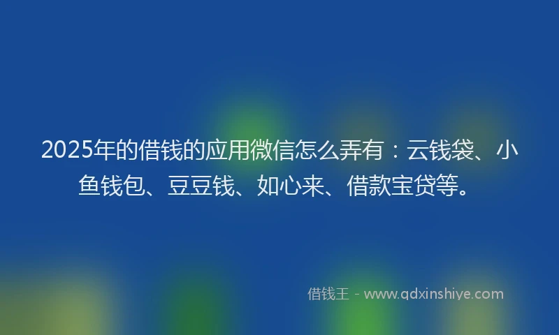 2025年的借钱的应用微信怎么弄有：云钱袋、小鱼钱包、豆豆钱、如心来、借款宝贷等。