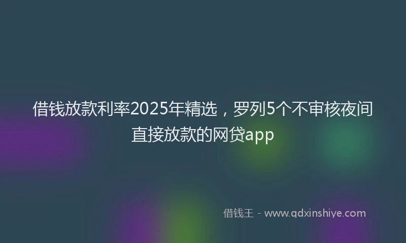 借钱放款利率2025年精选，罗列5个不审核夜间直接放款的网贷app