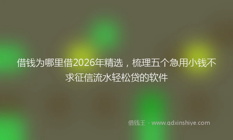 借钱为哪里借2026年精选，梳理五个急用小钱不求征信流水轻松贷的软件