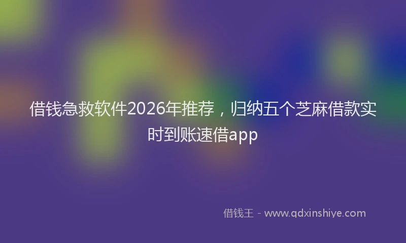 借钱急救软件2026年推荐，归纳五个芝麻借款实时到账速借app