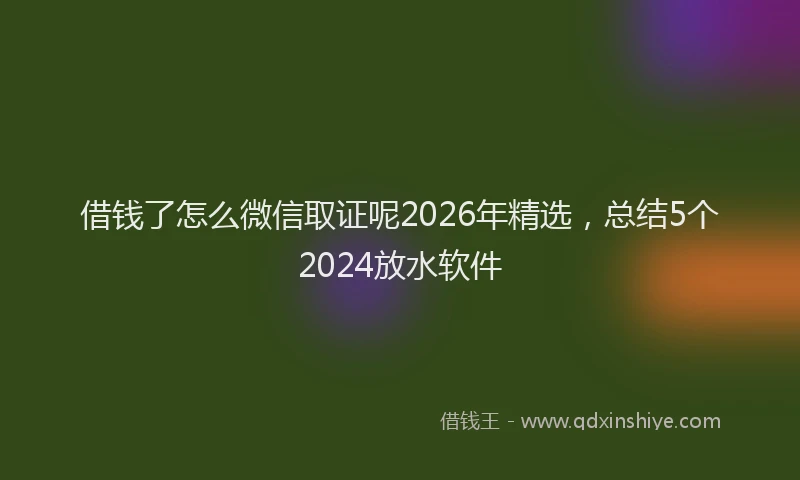 借钱了怎么微信取证呢2026年精选，总结5个2024放水软件