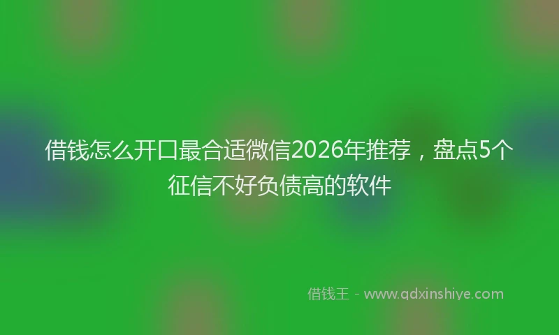 借钱怎么开口最合适微信2026年推荐，盘点5个征信不好负债高的软件