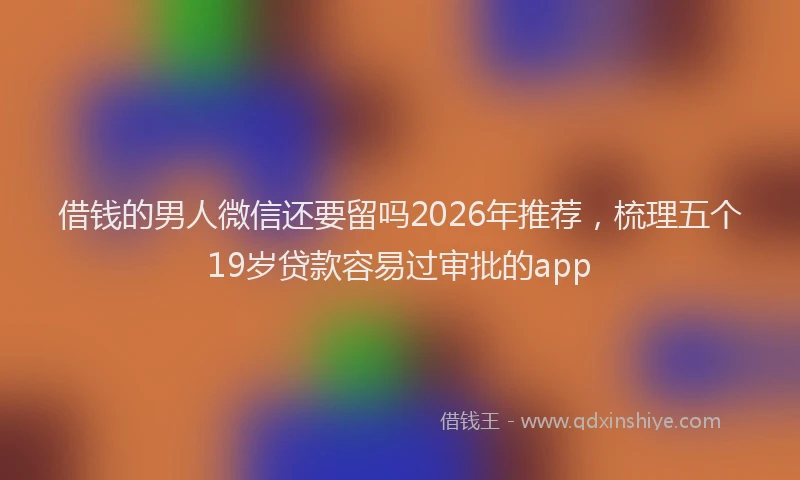 借钱的男人微信还要留吗2026年推荐，梳理五个19岁贷款容易过审批的app