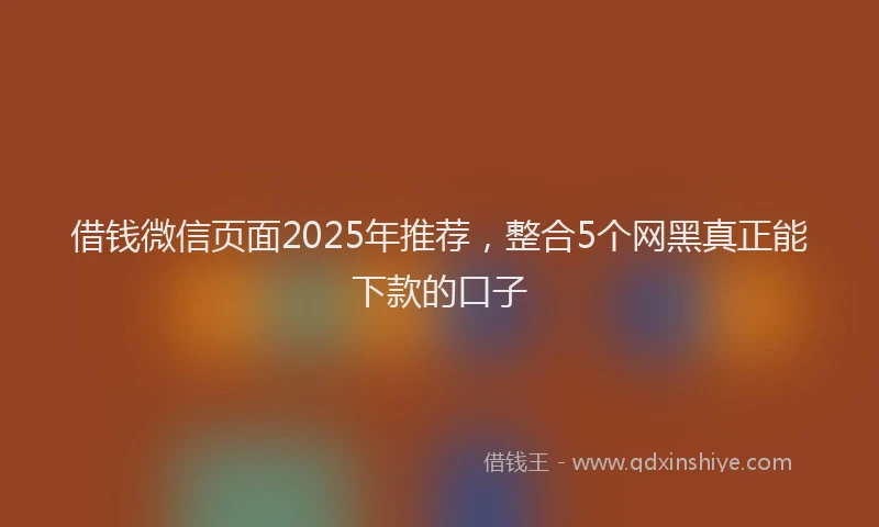 借钱微信页面2025年推荐，整合5个网黑真正能下款的口子