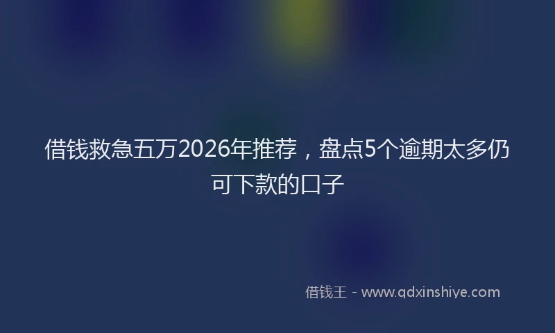 借钱救急五万2026年推荐，盘点5个逾期太多仍可下款的口子