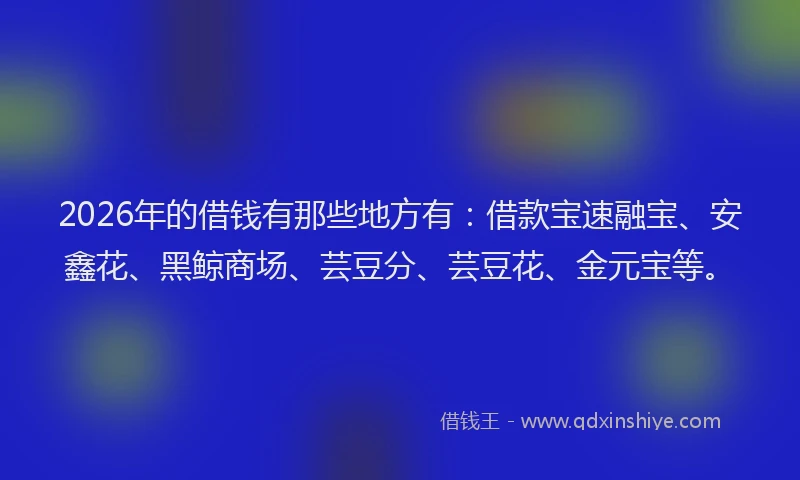 2026年的借钱有那些地方有：借款宝速融宝、安鑫花、黑鲸商场、芸豆分、芸豆花、金元宝等。