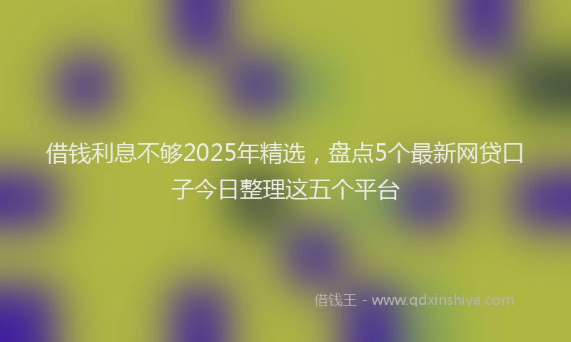 借钱利息不够2025年精选,盘点5个最新网贷口子今日整理这五个平台