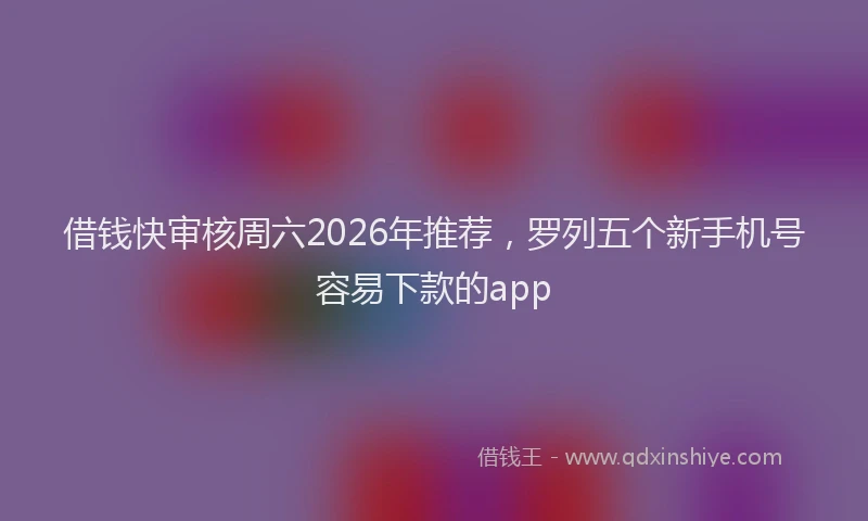 借钱快审核周六2026年推荐，罗列五个新手机号容易下款的app