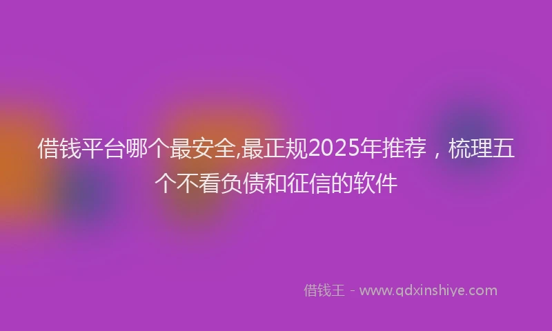借钱平台哪个最安全,最正规2025年推荐，梳理五个不看负债和征信的软件