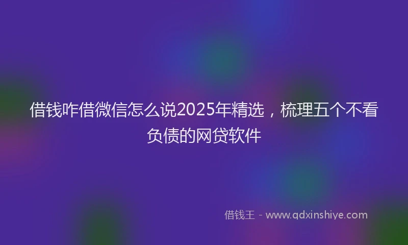 借钱咋借微信怎么说2025年精选，梳理五个不看负债的网贷软件