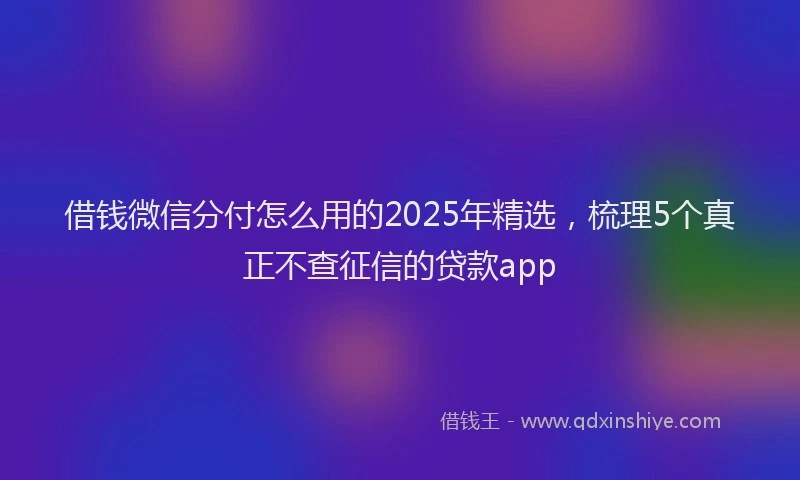 借钱微信分付怎么用的2025年精选，梳理5个真正不查征信的贷款app