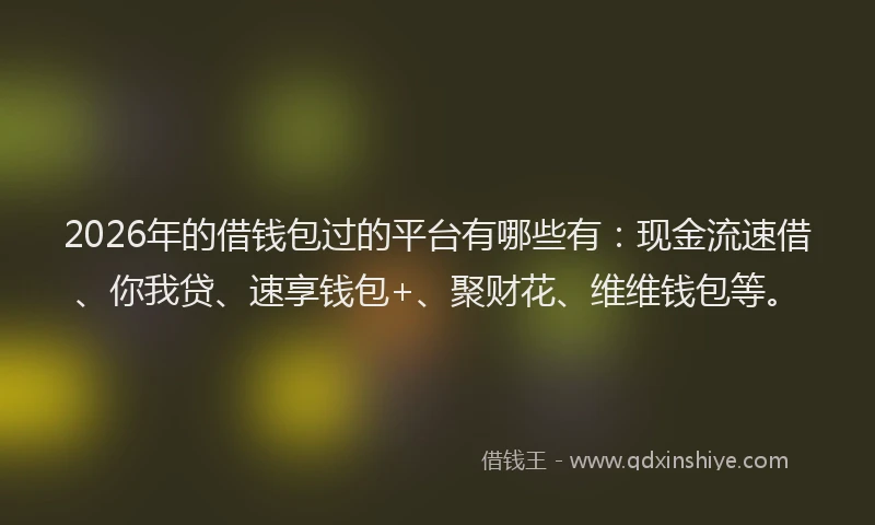 2026年的借钱包过的平台有哪些有：现金流速借、你我贷、速享钱包+、聚财花、维维钱包等。